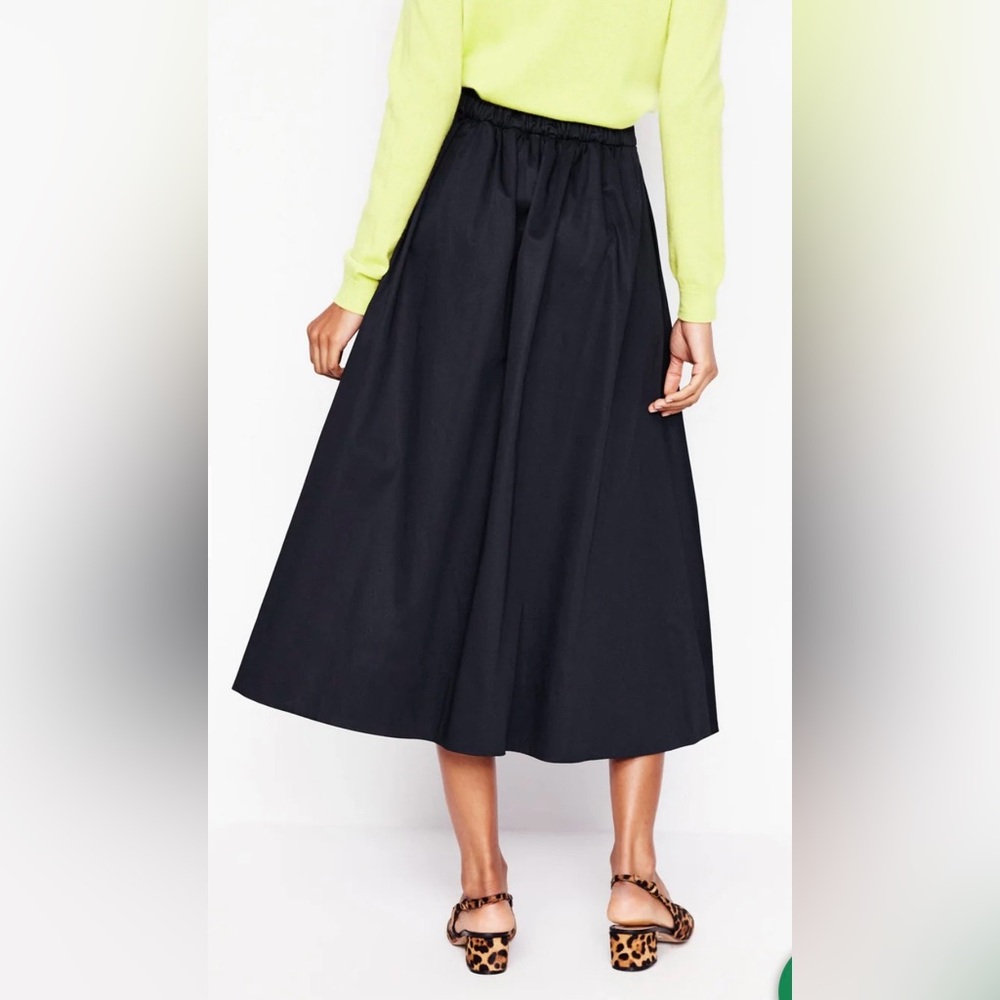 Boden Isabella Cotton Sateen Midi Skirt in Black Size 8 PETITE NWT - Picture 2 of 8